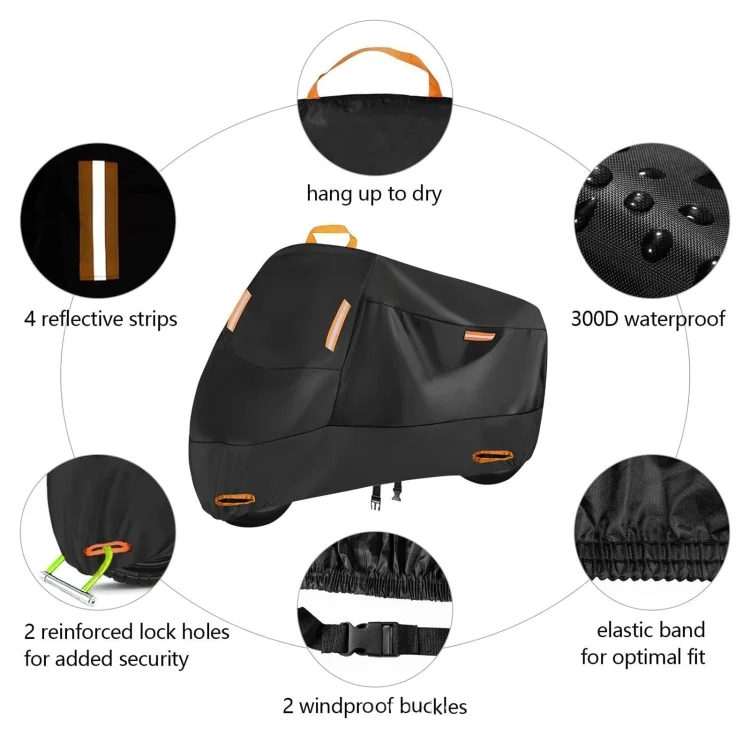 TBD06052700_B2.webp Motorcycle Rain Sun Protection Cover Oxford Cloth Dustproof With Anti-theft Buckle - Image 3