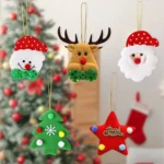 Christmas Tree Pendant Cartoon Santa Claus Elk Snowman Pentagram Plush Dolls Hanging Ornaments - Image 7
