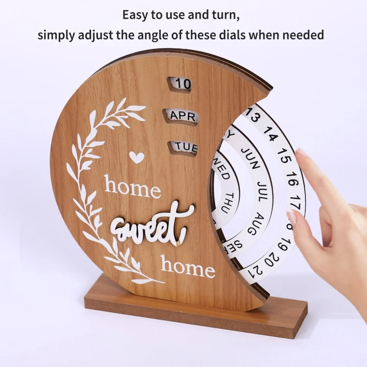 TBD06052834_B2.webp Wooden Manual Rotating Perpetual Calendar Home Decoration Ornaments - Image 3