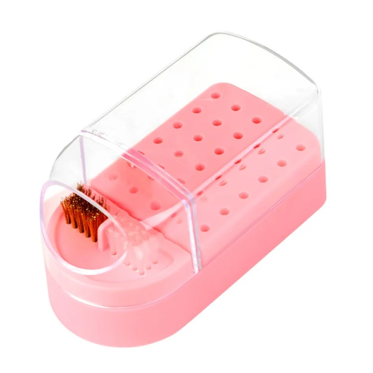 TBD0605283601A.webp 30 Holes Nail Art Drill Bits Storage Box Dustproof Display Rack With Cleaning Brush - Image 1