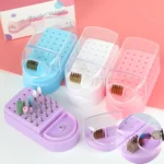 30 Holes Nail Art Drill Bits Storage Box Dustproof Display Rack With Cleaning Brush - Image 2