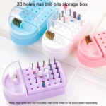 30 Holes Nail Art Drill Bits Storage Box Dustproof Display Rack With Cleaning Brush - Image 9