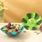 Household Foldable Plastic Lotus Steamer Kitchen Drainage Vegetable Storage Basket - Image 2