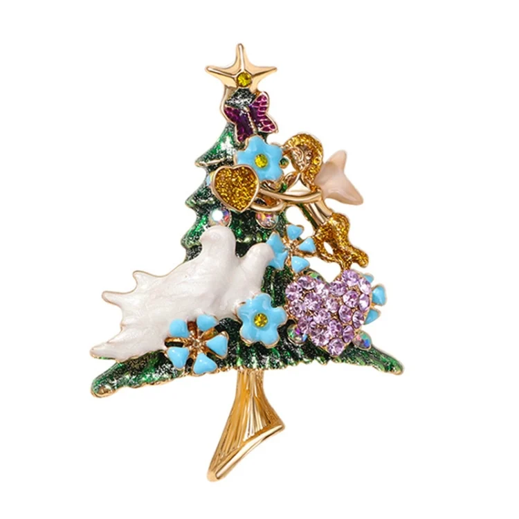 TBD0605287401.webp Christmas Brooch Fall Winter Jacket Sweater Pin Ornament Christmas Tree Corsage With Diamonds - Image 1