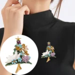 Christmas Brooch Fall Winter Jacket Sweater Pin Ornament Christmas Tree Corsage With Diamonds - Image 2