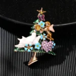 Christmas Brooch Fall Winter Jacket Sweater Pin Ornament Christmas Tree Corsage With Diamonds - Image 3