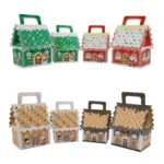 10pcs Christmas Candy Boxes Kraft Paper Christmas House Handbag Candy Boxes - Image 2
