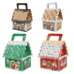 10pcs Christmas Candy Boxes Kraft Paper Christmas House Handbag Candy Boxes - Image 3
