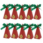 10pcs Christmas Candy Boxes Triangle New Year Party Xmas Gift Paper Packaging Box