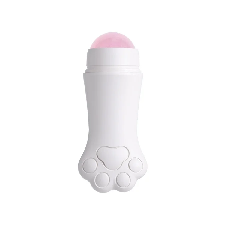 Natural Rose Quartz Face Oil Absorbing Roller Volcanic Stone Facial Skin Repair Cleansing Massager