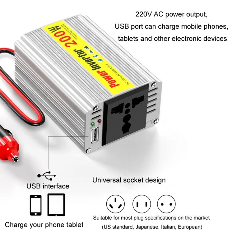 TBD06052974_B3.webp 200W Modified Sine Wave Inverter Car Mobile Phone 2.1A Universal Power Supply - Image 4
