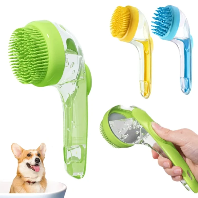 TBD06053114_B1.webp Long Handle Pet Bathing Brush Silicone Dogs Cats Cleaning Massage Brush Grooming Comb - Image 2