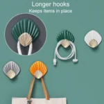 4pcs / Set Household No-Punch Seashell Hooks Bathroom Kitchen Sticky Hooks - Image 6