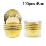 100pcs /Box Muffin Cake Paper Cups Baking Paper Tray Thickened Aluminum Foil Oil-proof Cupcake Liner