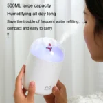 500ml Snowman Humidifier USB Desktop Large Capacity Colorful Ambient Light Air Humidifier - Image 5