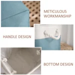 11 Inch Linen Fabric Storage Bag Large Capacity Square Collapsible Clothes Toy Organizer - Image 4