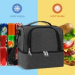 Double-Layer Outdoor Fresh Cooler Bag Mommy Bottle Bag Portable Lunch Insulated Bag - Image 6