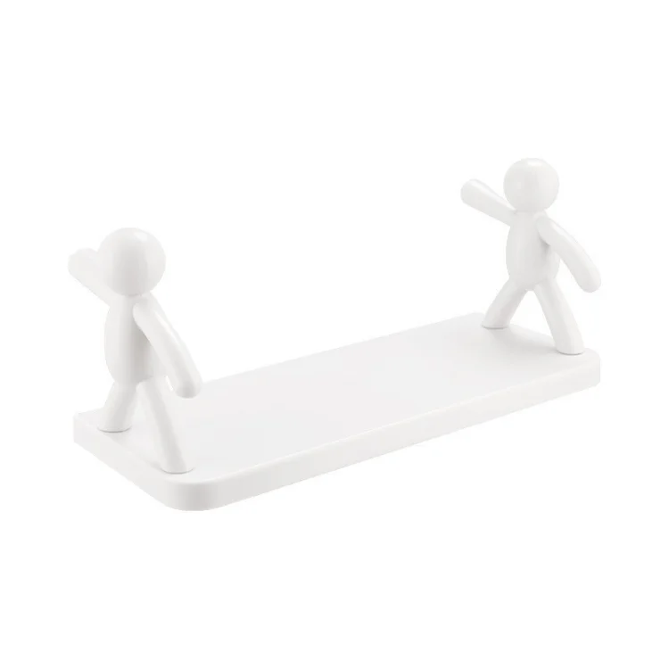 TBD0605326901A.webp 2pcs Small Person Shape Simple Wall Mounted Suction Cup Shelf Bathroom Cosmetic Storage - Image 1