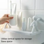 2pcs Small Person Shape Simple Wall Mounted Suction Cup Shelf Bathroom Cosmetic Storage - Image 3