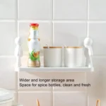 2pcs Small Person Shape Simple Wall Mounted Suction Cup Shelf Bathroom Cosmetic Storage - Image 4