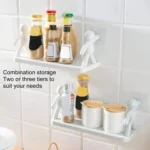2pcs Small Person Shape Simple Wall Mounted Suction Cup Shelf Bathroom Cosmetic Storage - Image 5