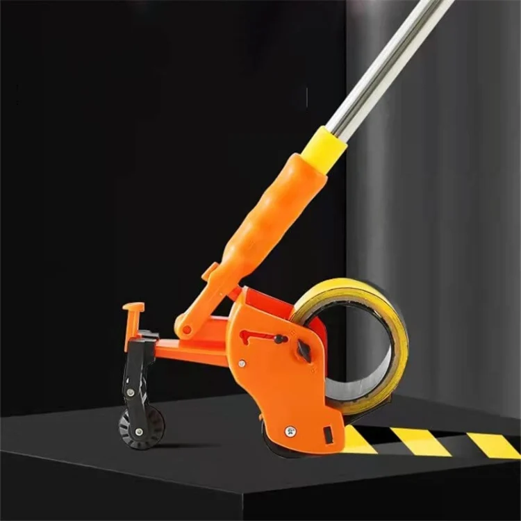 Bending-Free Floor Tape Applicator Quick-Sticking Device For Masking Paper With Extendable Pole