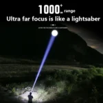 White Laser Wick LCD Digital Display Strong Light Rechargeable Portable LED Flashlight - Image 4