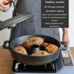 Cast Iron Sukiyaki Pot Roast Sweet Potato Pot Round Barbecue Grill Pan With Lid Turkey Roasting Pan - Image 8