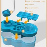 Painting Brush Washer with Drain Cleaner and Holder, 8 Palette Wells - Image 4