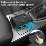 Car Cigarette Lighter One To Three With Switch Voltage Display - Image 6