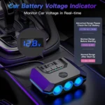 Car Cigarette Lighter One To Three With Switch Voltage Display - Image 7