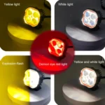LED Motorcycle Spotlight With Red Devil Eye Spotlight High and Low Beam External Headlight - Image 4