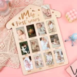 Wooden Newborn Baby Milestone Memorial Photo Frame Baby Stand Monthly Plaque Craft Ornament - Image 2