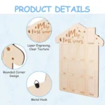 Wooden Newborn Baby Milestone Memorial Photo Frame Baby Stand Monthly Plaque Craft Ornament - Image 4