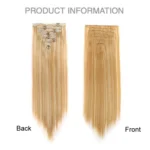 7pcs / Set Clips Long Straight Hair Extension Pieces 16 Clips Chemical Fiber Wigs - Image 3