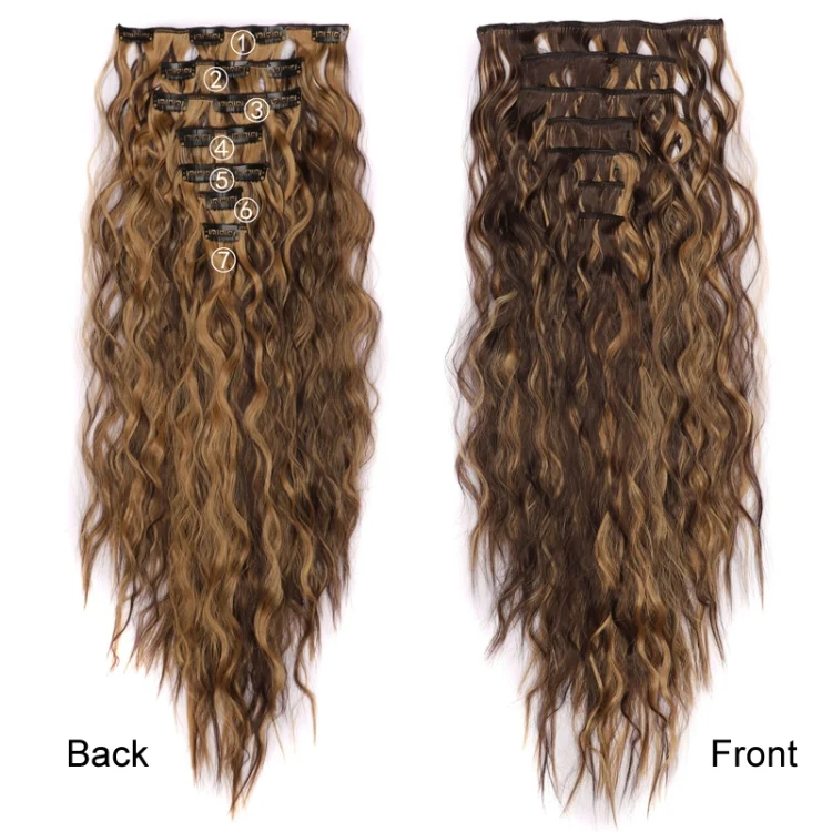 TBD06054017_B2.webp 7pcs / Set Clip-On Corn Hair Extension Pieces 16-Card Cornrow Curl Wig - Image 3