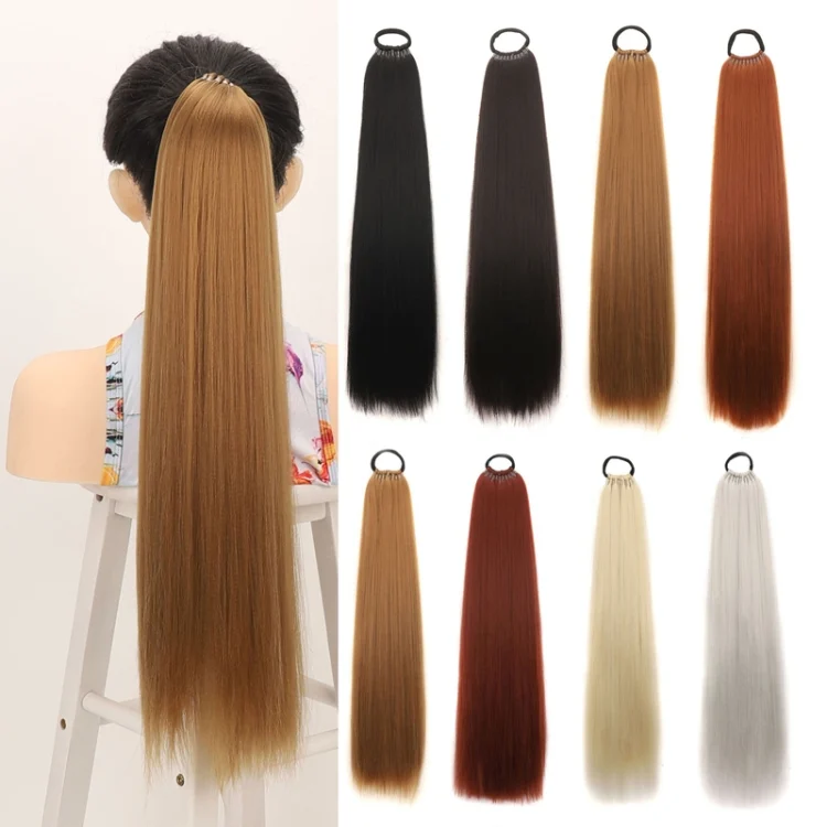 TBD06054032_B1.webp Ladies 24inch Fluffy Long Straight Hair Ponytail Wig - Image 2