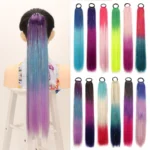 24 inch 9 Strands Chemical Fiber Colorful Hair Ring Dirty Braid Long Ponytail Wig - Image 2
