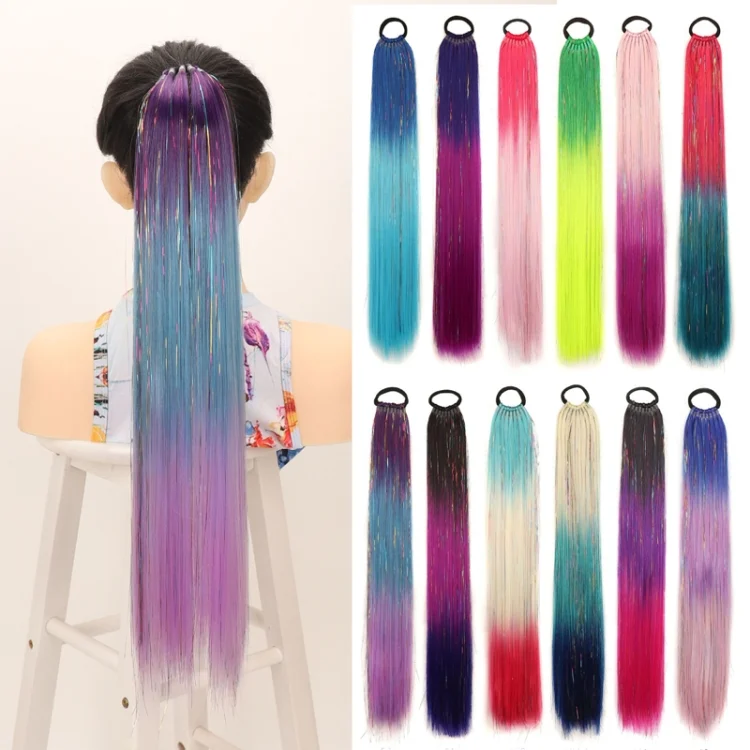 TBD06054037_B1.webp 24 inch 9 Strands Chemical Fiber Colorful Hair Ring Dirty Braid Long Ponytail Wig - Image 2
