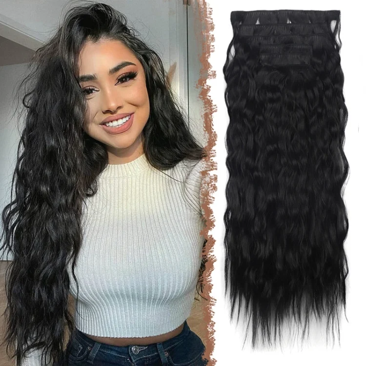 TBD06054040_B4.webp 6pcs / Set Clips Corn Hair Long Curly Picking Hair Extensions Wig Piece - Image 5