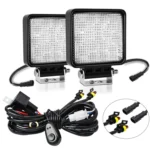 14W 9-30V 4 Inch Mixed Luminous Square Floodlight With Wire Set