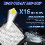 14W 9-30V 4 Inch Mixed Luminous Square Floodlight With Wire Set - Image 4