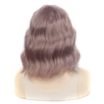 Water Wave Ripple Short Curly Hair With Bangs Fluffy Wig Headcovers - Image 4