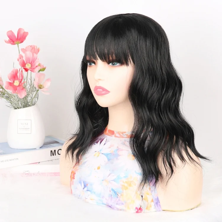 Ladies Water Wave Short Curly Hair Replacement Block Wigs