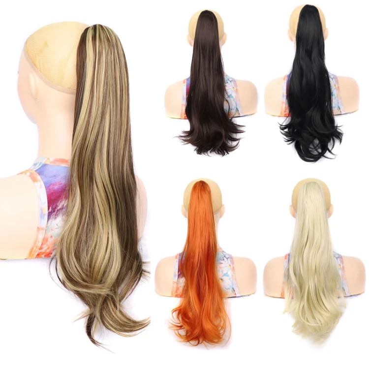 TBD06054113_B1.webp Ladies Claw Clip Inside Button Long Curly Pear Ponytail Wig - Image 2