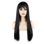Dynamic Long Straight Hair With Messy Bangs Wig Headcover