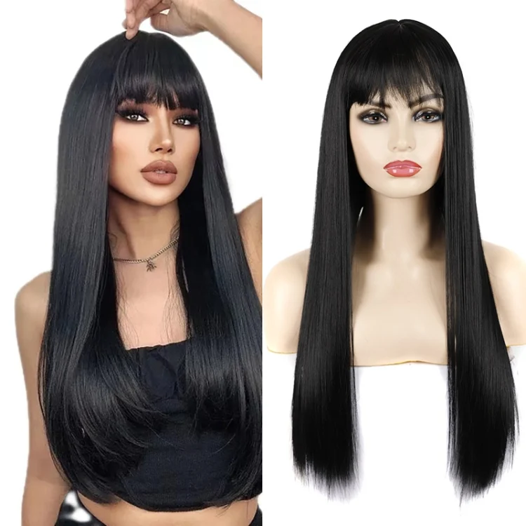 TBD06054118_B1.webp Dynamic Long Straight Hair With Messy Bangs Wig Headcover - Image 2