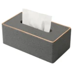 Home Decor Tissue Box Cover Desktop Gold Rim Faux Leather Napkin Holder Toilet Paper Storage Box