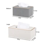 Home Decor Tissue Box Cover Desktop Gold Rim Faux Leather Napkin Holder Toilet Paper Storage Box - Image 3