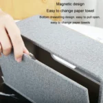 Home Decor Tissue Box Cover Desktop Gold Rim Faux Leather Napkin Holder Toilet Paper Storage Box - Image 5